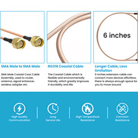 Assemblage coaxial RF SMA mâle à SMA mâle à angle droit RG178 câble RF 50cm 20in antenne WiFi RG1.37 câble RF câble d'extension