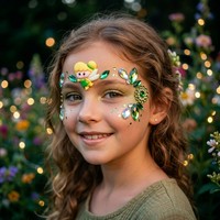 Autocollants de bijoux faciaux de fée verte, strass autocollants en cristal pour l'art corporel des enfants, idéaux pour les fêtes et festivals