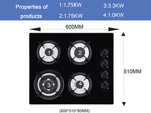 صناعة بسعر الجملة من الزجاج المقسى ، NG/LPG ، موقد بالغاز القابل للتحويل ، موقد كونترتوب لشقة RVS - Product Image 2