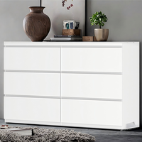 Meuble moderne en placage de bois blanc avec six tiroirs de rangement, armoire de rangement pour la maison, commode à tiroirs