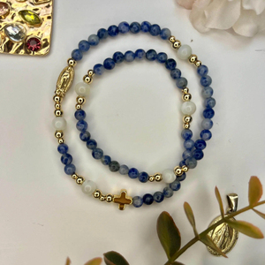 Bracelet <span class=keywords><strong>de</strong></span> prière fait main en sodalite perlée avec médaille miraculeuse <span class=keywords><strong>de</strong></span> <span class=keywords><strong>Notre</strong></span>-<span class=keywords><strong>Dame</strong></span>, cadeau catholique pour femmes et hommes - Product Image 4