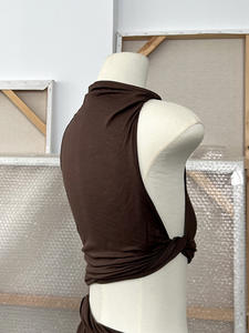 Atasan Crop pita tanpa lengan kasual musim panas rok Maxi panjang rompi Set pakaian 2 potong Rok cocok dan atasan wanita - Product Image 6