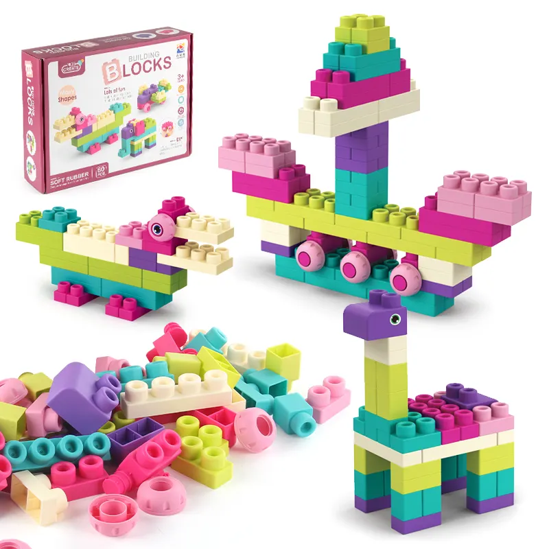Ensemble de blocs de construction en Silicone coloré, jouets éducatifs pour bébés et enfants, jouet de bricolage nouvellement conçu