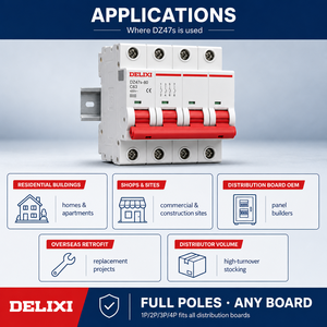 Disjoncteur miniature DELIXI Courbes B <span class=keywords><strong>C</strong></span> <span class=keywords><strong>D</strong></span> 1P 2P 3P 4P MCB 230V Rail DIN Certifié CE Interrupteur de distribution électrique principal - Product Image 3