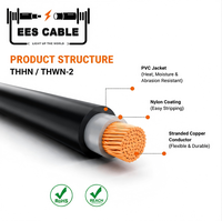 Cable Eléctrico Trenzado de Cobre 600V THHN THWN-2 MTW T90 con Aislamiento de PVC y Cubierta de Nailon 7*10AWG EESCABLE