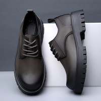 Hochwertige runde Lederschuhe für Herren: Britischer Casual-Stil, niedriger Schaft, Business- und Freizeit-Look