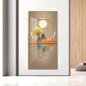 Phong cách Bắc Âu trừu tượng phong cảnh chim vàng và hươu bức tranh tường nghệ thuật cho trang trí hành lang lối vào hình ảnh in Canvas Poster - Product Image 3