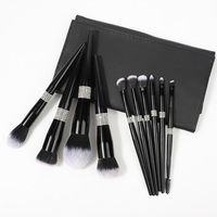 Lot de 10 pinceaux de maquillage en fibres douces, personnalisables avec logo, marque privée, manche en plastique de luxe, pinceaux cosmétiques, fabrication OEM ODM, vente en gros