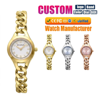 Reloj de Pulsera Elegante para Mujer, con Caja de Aleación, Análogo de Cuarzo, Correa de 18 mm, Esfera de Cristal