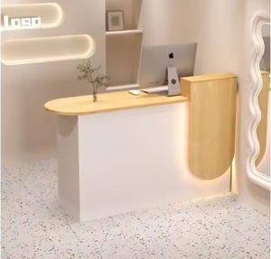 Mostrador de Recepción Moderno y Minimalista de Madera y Metal para Salón de Belleza, Bar o Tienda, con Color Personalizado - Product Image 4