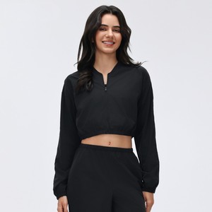 Camicetta Corta da <span class=keywords><strong>Donna</strong></span> a Maniche Lunghe, Primaverile Estiva, in Nylon Traspirante, con Cerniera, Collo Alto, Casual, per Fitness - Product Image 5