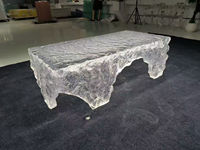 Table de salle à manger en verre et résine cristalline, table basse tendance, mobilier de la marque Amina Craft Factory Direct Sales