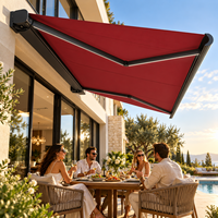 Auvent rétractable commercial à cassette complète, système de protection solaire électrique à bras articulés en aluminium pour restaurant, café, terrasse