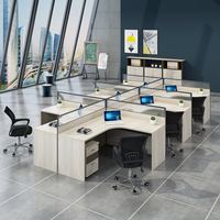 Base de carte d'écran de bureau de luxe poste de travail d'ordinateur moderne poste de travail de bureau 4/6 personnes bureau incurvé en bois massif