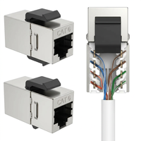 Módulo de red RJ45 Keystone Jack Cat6A blindado macho/hembra de aleación de zinc metálica FTP 10Gbps, conector Ethernet sin herramientas para patching