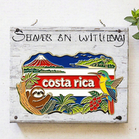 Aimant de réfrigérateur magnétique personnalisé en métal plaqué or avec émail, motif forêt tropicale, volcan, paresseux, toucan, pour touristes, Costa Rica