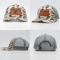 Casquette de baseball à 6 panneaux avec patch en cuir brodé personnalisé, casquettes trucker, casquettes Richardson en maille personnalisées, casquette snapback camouflage 112 pour la chasse