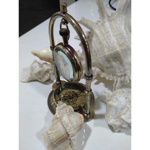 Antique Brass Compass Nautical <b>Table</b> Top <b>Clock</b> Mechanical Waterproof Snooze Function Round Traditional Desk Decor Watch - Product Image 3