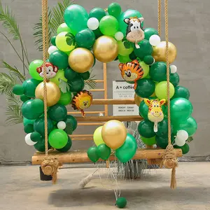 Globos de fiesta con temática de jungla y Safari para niños, guirnalda de animales con hojas de palma para decoración de cumpleaños, Baby Shower