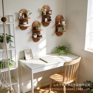 Wooden <b>Wall</b> <b>Mounted</b> <b>Shelf</b> Arched Design 2 Tier For Home Decor Display <b>Shelves</b> - Product Image 2
