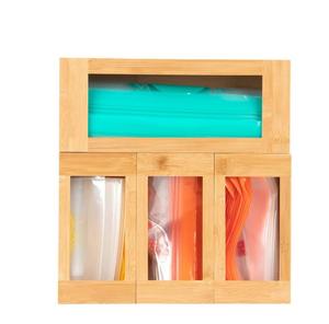 Bamboo Ziplock Gallon Storage Bags Organizer Bamboo Wood Organizer For Zip Lock Storage Bag for Food