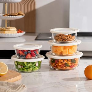 Boîte à lunch en verre borosilicate de haute qualité, multifonctionnelle, compatible micro-ondes, avec couvercle de conservation alimentaire personnalisable pour la cuisine - Vente en gros usine - Product Image 2