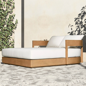 <span class=keywords><strong>Cama</strong></span> doble de teca para exteriores, silla de playa, Hotel, <span class=keywords><strong>terraza</strong></span>, patio, piscina de madera sólida, superventas de fábrica - Product Image 4