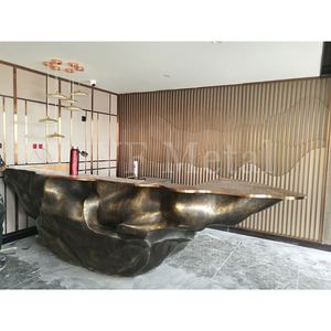 Comptoir de bar en acier inoxydable de qualité architecturale EX618 pour projets d'aménagement intérieur de salons d'hôtels et de restaurants - Product Image 2