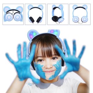 Auriculares <span class=keywords><strong>de</strong></span> oreja <span class=keywords><strong>de</strong></span> oso con cable para niños, estudio en línea y escucha <span class=keywords><strong>de</strong></span> música, fábrica <span class=keywords><strong>de</strong></span> auriculares originales <span class=keywords><strong>de</strong></span> China - Product Image 3