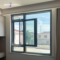 Ventana Moderna de Aluminio con Rotura de Puente Térmico, Abatible y Giratoria, con Múltiples Paneles de Vidrio y Mosquitera para Viviendas y Apartamentos