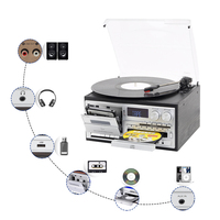 Sans fil vintage haut de gamme dj plateau tournant vertical tocadiscos 3 vitesses disque vinyle sous-verres lecteur avec cassette cd