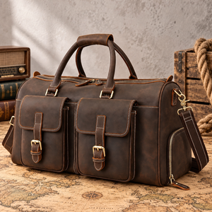 Sac de voyage unisexe en cuir Crazy Horse vintage <span class=keywords><strong>Marant</strong></span>, compartiment séparé pour chaussures, grande capacité, bagage en cuir véritable - Product Image 1
