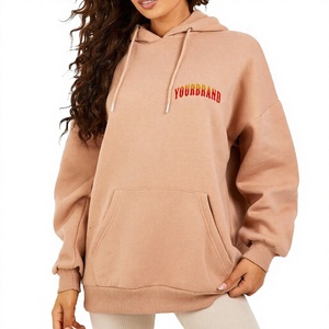 Sweat à capuche oversize pour femme en molleton de coton avec poche avant et imprimé lettres, vêtement décontracté, sweats à capuche pour femme - Product Image 1