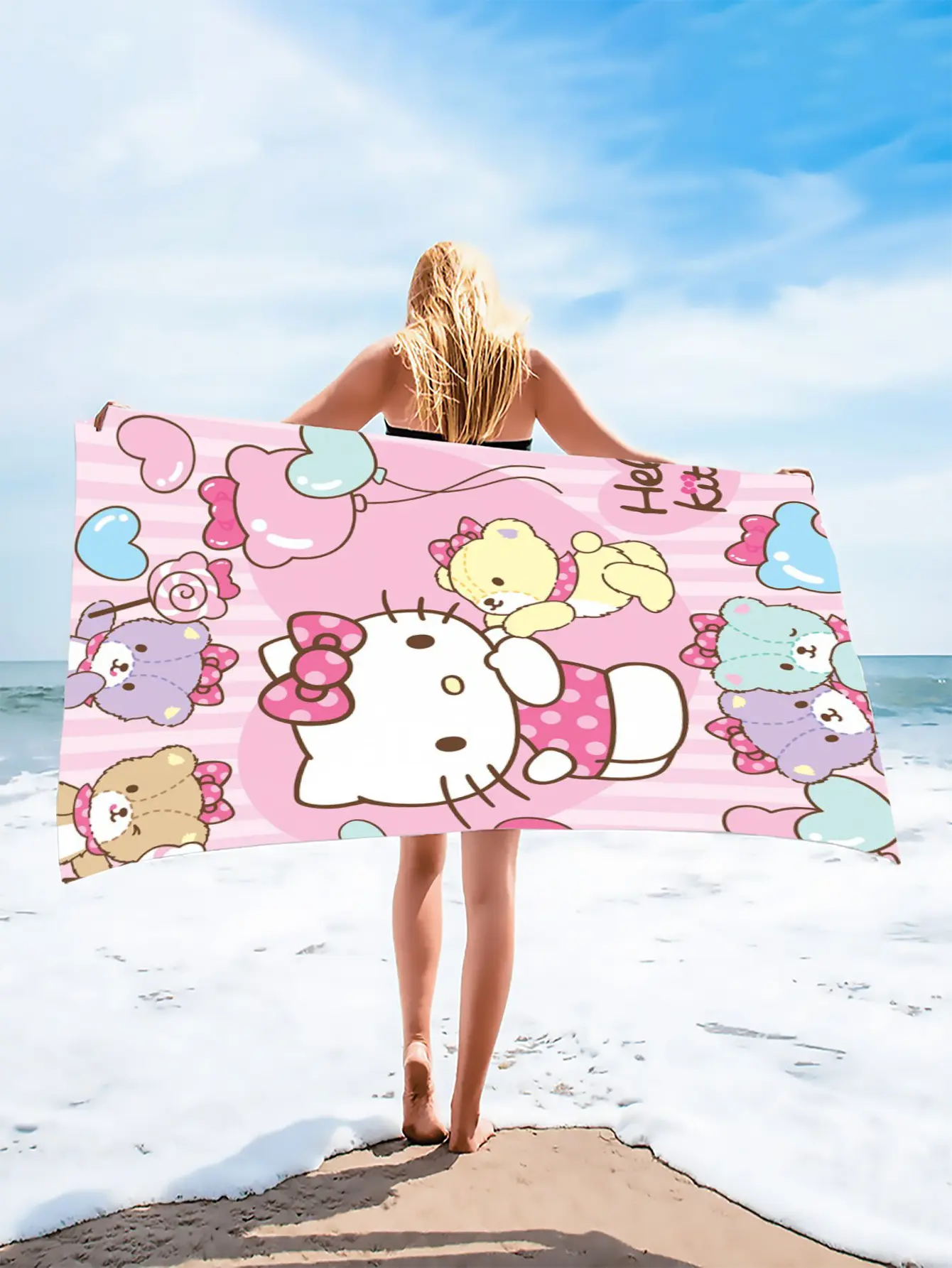"Hello KT  Meledi beach towel  ultra-fine fiber towel for camping and sports  highly absorbent."