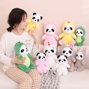 Schattige Gevulde Panda Dieren Cosplay Als Roze Varken Knuffels Zacht Panda Speelgoed Kostuum Panda Pluche Speelgoed