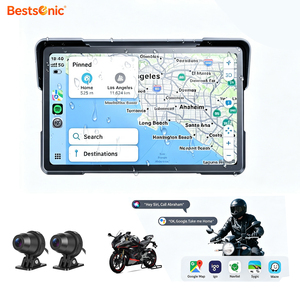 Bestsonic GPS <span class=keywords><strong>para</strong></span> Motocicleta <span class=keywords><strong>de</strong></span> 7'' con CarPlay y Android Auto Inalámbrico, Cámara/Grabadora Dual 2K, Sistema <span class=keywords><strong>de</strong></span> Navegación, Resistente al Agua IP67 - Product Image 1