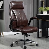 Chaise de bureau confortable en cuir avec squelette métallique, inclinable, pivotante, avec fonctions de levage - Chaise de patron, pour ordinateur, sieste, travail, étude, usage domestique