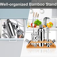Outils de bar personnalisés, shaker à cocktails en acier inoxydable, kit de barman, ensemble de 13 pièces pour cocktails avec support en bambou