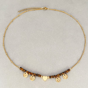 Collar de Moda Retro al por Mayor, <span class=keywords><strong>Cadena</strong></span> para Clavícula, Ojo de Tigre, Personalizado, Grueso, Estilo Dubái, Cuentas Redondas, Colgante de Moda - Product Image 2