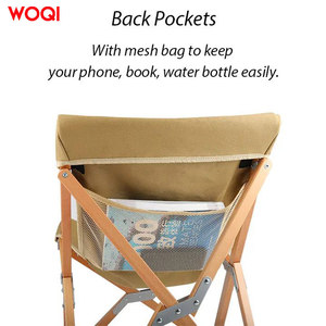 เก้าอี้พับแคมป์ปิ้ง Woqi สีกากี ผ้า Oxford โครงไม้บีช สำหรับใช้งานกลางแจ้งในสวน - Product Image 3