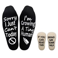 Chaussettes mignonnes pour jeunes mamans, chaussettes de grossesse antidérapantes en coton imprimé pour la fête des mères et les baby showers