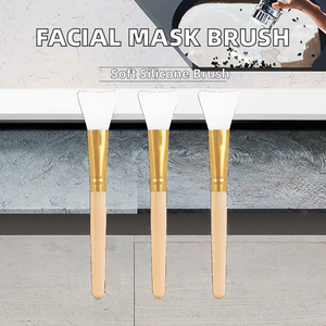 Spazzola per Pulizia Lesin in Silicone Bianco con Manico Corto in Legno Naturale di Bambù per Cucina/Pasticceria/Barbecue e Applicazione Maschere - Product Image 2