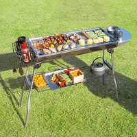 Parrilla Coreana para Barbacoa, de Carbón, para Exteriores, Plegable, Comercial, Resistente, con Juego de Parrilla para Barbacoa Integrada