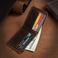 Dompet Kulit Asli Horizontal 2026, Model Klip Uang, Kulit Crazy Horse Premium, Dompet Pria untuk Uang Dolar AS, Produk Laris Ekspor