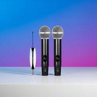 Microphone à condensateur universel Aidi, sans fil 2.4G, portable, avec amplificateur de puissance métallique, carte son et carte de réception sonore à tige télescopique pour