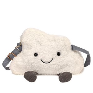 Wholesale Girls Cute Kawaii Little <b>White</b> Cloud Soft Plush <b>Backpack</b> PP Cotton Filled Shoulder Bag - Product Image 4