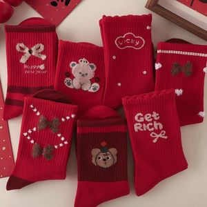 Girls Red Thick <b>Socks</b> <b>Breathable</b> Autumn Winter New Year Baby Kids <b>Sock</b> - Product Image 3