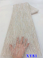 Dentelle perlée de haute qualité NI.AI, dentelle à sequins bleue, dentelle brodée en maille, tissu en dentelle pour les fêtes