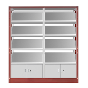 Exhibidor de Revistas Duradero de Madera y Metal con Almacenamiento Inferior para Oficinas de Instituciones Financieras - Product Image 1