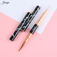 Kit de manucure professionnel : Pinceau double embout multicolore à manche métallique pour nail art, liner 3D et pinceau plat ombré avec capuchon